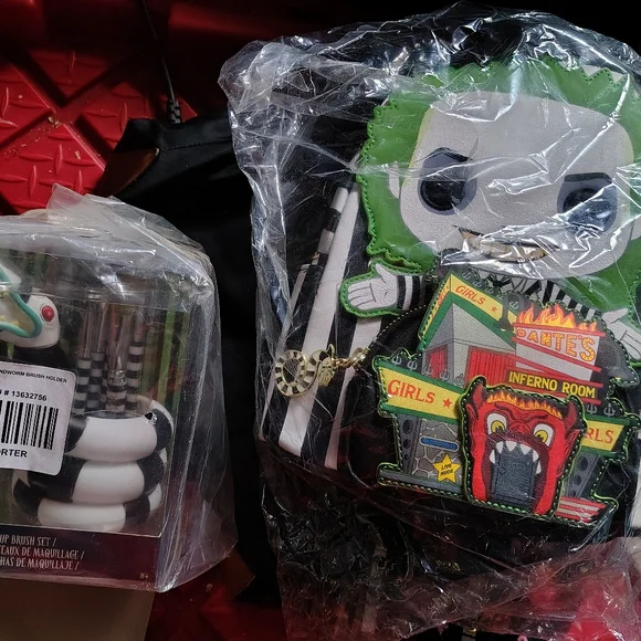 Beetlejuice Loungefly Bundle Backpack And Brush Set Collectable Loungefly Beetlejuice Chibi Bundle, Crossbody, Wallet  main image 2